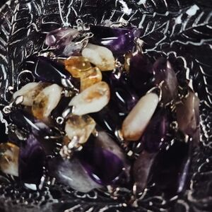 Amethyst and Citrine polished tooth pendants